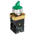 Изображение товара Переключатель IEK LAY5-BK2365 2-позиционный ″I-II″, контакты 1НО+1НЗ, 10А, 600/400В, IP40, короткая ручка с LED подсветкой, цвет – зеленый