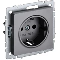 Изображение товара Розетка IEK Brite РС11-1-0-БрС скрытая с заземлением 16 А сталь