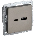 Изображение товара Розетка IEK Brite РЮ11-1-БрШ USB скрытая монтаж 18 Вт шампань