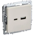 Изображение товара Розетка USB IEK Brite РЮ11-1-БрКр скрытая установка 18 Вт бежевый