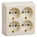 Изображение товара Розетка IEK Октава 4-местная для открытой установки 16А IP20 с заземлением, без шторок, в сборе, кремовая