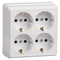 Изображение товара Розетка IEK Октава 4-местная IP20 для открытой установки 16А с заземлением белая