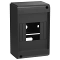 Изображение товара Корпус навесной IEK UNION Mini КМПн-4 66х89х139мм без двери, пластиковый, модулей - 4, рядов - 1, IP20, цвет - черный UIM-KP71-N-04-20-K02
