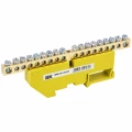 Изображение товара Шина IEK PE земля ШНИ-6х9-18-Д-Ж исполнение изолятора - с DIN-изолятором, количество соединений - 18, материал - латунь, цвет - желтый, YNN10-69-18D-K05