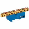 Изображение товара Шина IEK N ноль ШНИ-8х12-16-Д-С исполнение изолятора - с DIN-изолятором, количество соединений - 16, материал - латунь, цвет - синий, YNN10-812-16D-K07