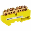 Изображение товара IEK ШНИ-8х12-8Д-Ж с DIN-изолятором, 8 мест, латунь, желтый