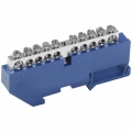 Изображение товара Шина IEK N ноль ШНИ-6х9-10-Д-С Ni исполнение изолятора - с DIN-изолятором, количество соединений - 10, материал - латунь никелированная, цвет - синий, YNN10-10-D-K07-N
