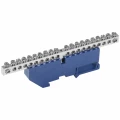 Изображение товара Шина IEK N ноль ШНИ-6х9-20-Д-С Ni исполнение изолятора - с DIN-изолятором, количество соединений - 20, материал - латунь никелированная, цвет - синий, YNN10-20-D-K07-N