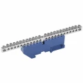 Изображение товара Шина IEK N ноль ШНИ-6х9-24-Д-С Ni исполнение изолятора - с DIN-изолятором, количество соединений - 24, материал - латунь никелированная, цвет - синий, YNN10-24-D-K07-N