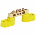 Изображение товара Шина IEK PE земля ШНИ-6х9-4-У2-Ж исполнение изолятора - с двумя угловыми изоляторами, количество соединений - 4, материал - латунь, цвет - желтый, YNN10-69-4C2-K05