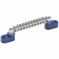 Изображение товара Шина IEK N ноль ШНИ-6х9-12-У2-С Ni исполнение изолятора - с двумя угловыми изоляторами, количество соединений - 12, материал - латунь никелированная, цвет - синий, YNN10-12-C2-K07-N
