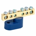 Изображение товара Шина IEK N ноль ШНИ-6х9-6-У1-С исполнение изолятора - с одним угловым изолятором, количество соединений - 6, материал - латунь, цвет - синий, YNN10-69-6C1-K07