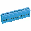 Изображение товара Шина IEK N ноль ШНИ-6х9-16-К-С исполнение изолятора - корпусной изолятор на DIN-рейку, количество соединений - 16, материал - латунь, цвет - синий, YNN10-69-16KD-K07