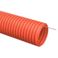 Изображение товара Труба гофрированная IEK Дн40 с протяжкой, внешний диаметр 40мм, материал - ПНД, длина 15м, цвет - оранжевый CTG20-40-K04-015