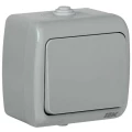 Изображение товара Выключатель одноклавишный IEK AQUATIC открытой установки, номинальный ток - 10 А, степень защиты IP54, цвет - серый