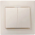 Изображение товара Выключатель двухклавишный IEK КВАРТА скрытой установки, номинальный ток - 10 А, степень защиты IP20, цвет - кремовый