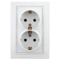 Изображение товара Двойная скрытая розетка Schuko 16А IP20 белая Intro Plano 1А-208-01