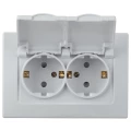 Изображение товара Розетка двойная Intro Plano 1-210-01 2P+E Schuko, 16А-250В с крышкой и шторками, для скрытой установки, с заземлением, моноблок, IP44, цвет - белый