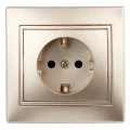 Изображение товара Розетка Intro Plano 2021 1-202-04 2P+E Schuko, 16А-250В для скрытой установки, с заземлением, моноблок, IP20, цвет - шампань