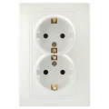 Изображение товара Розетка двойная Intro Plano 2021 1-205-06 2х2P+E Schuko, 16А-250В для скрытой установки, с заземлением, моноблок, IP20, цвет - перламутр