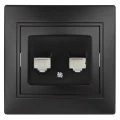 Изображение товара Розетка информационная двойная Intro Plano 2021 1-304-05 тип разъема - RJ45, для скрытой установки, моноблок, IP20, цвет - антрацит