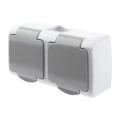 Изображение товара Розетка Intro Atlantic 5-203 2х2P+E Schuko, 16А-250В, IP54, 2-местная, для открытой установки, с заземлением, IP54, цвет - серый