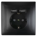 Изображение товара Розетка Intro Plano 1-410 + USB, 1-местная, для скрытой установки, без заземления, IP20, цвет - антрацит