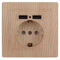 Изображение товара Розетка Intro Plano 1-410 + USB, 1-местная, для скрытой установки, с заземлением, IP20, цвет - сосна
