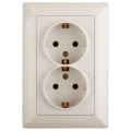 Изображение товара Розетка Intro Solo 2021 4-205 2X2P+E Schuko, 16А-250В, 2-местная, для скрытой установки, с заземлением, IP20, цвет - слоновая кость