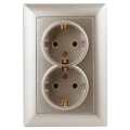 Изображение товара Розетка Intro Solo 2021 4-205 2X2P+E Schuko, 16А-250В, 2-местная, для скрытой установки, с заземлением, IP20, цвет - шампань