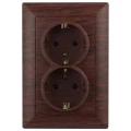 Изображение товара Розетка Intro Solo 2021 4-205 2X2P+E Schuko, 16А-250В, 2-местная, для скрытой установки, с заземлением, IP20, цвет - венге