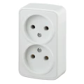 Изображение товара Розетка двойная Intro Polo 3-203-01 2х2P, 16А-250В для открытого монтажа, без заземления, моноблок, IP20, цвет - белый