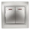 Изображение товара Выключатель двухклавишный Intro Plano 1-105-03 скрытой установки с подсветкой алюминий