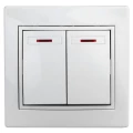 Изображение товара Двухклавишный выключатель Intro Plano 1-105-01 с подсветкой белый