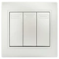 Изображение товара Выключатель трехклавишный Intro Plano 1-106-06 скрытой установки, номинальный ток - 10 А, степень защиты IP20, цвет - перламутр New