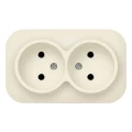 Изображение товара Розетка IONICH Ионыч 2-местная открытой установки без заземления, номинальный ток - 10 А, степень защиты IP20, цвет - слоновая кость