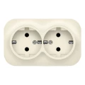 Изображение товара Розетка IONICH Ионыч 2-местная открытой установки с заземлением, номинальный ток - 16 А, степень защиты IP20, цвет - слоновая кость
