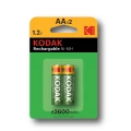 Изображение товара Аккумуляторы KODAK NiMH количество - 2, размер - AA, емкость - 2600 Ач, никель-металлгидридный