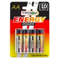 Изображение товара Батарейки ТРОФИ ENERGY POWER Alkaline количество - 4, размер - LR6, емкость - 1.2 Ач