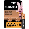 Изображение товара Элемент питания Duracell LR03 BASIC количество - 4, размер - AAA, тип элемента питания - Alkaline