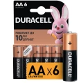 Изображение товара Элемент питания Duracell LR6 BASIC количество - 6, размер - AA, тип элемента питания - Alkaline