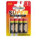 Изображение товара Батарейки ТРОФИ SUPER HEAVY DUTY Zinc количество - 4, размер - R6, емкость - 2.75 Ач