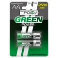 Изображение товара Аккумуляторы ТРОФИ Green Power количество - 2, размер - AA, емкость - 2.5 Ач