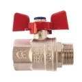 Изображение товара Кран шаровой IVANCI Superior IVC.100218.N.04 3/4″ Ду20 Ру20 полнопроходной, двухходовой, уплотнение - PTFE, латунь, никелированный, внутренняя резьба / наружная резьба, управление ручка-бабочка