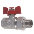 Изображение товара Кран шаровой IVANCI Superior IVC.100227.N.03 1/2″ Ду15 Ру20 полнопроходной, двухходовой, уплотнение - PTFE, латунь, никелированный с разъемным соединителем, внутренняя резьба / наружная резьба, управление ручка-бабочка