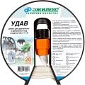 Изображение товара Шланг напорно-всасывающий гибкий Джилекс УДАВ 40x1 1/2″, катушка 20м, внутренняя резьба, с фитингом, для дренажных и фекальных вод (9111)