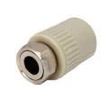Изображение товара Муфта PP-R Kalde Дн20х3/4″ Ру25 полипропиленовая, комбинированная с накидной гайкой под приварку, серая