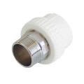 Изображение товара Муфта PP-R Kalde Дн40х1 1/4″ Ру25 полипропиленовая, комбинированная под шестигранник, наружная резьба/пайка, белая