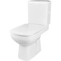 Изображение товара Унитаз-компакт Kirovit Домино белый (арматура, дюропластовое сиденье с функцией мягкого закрывания, горизонтальный выпуск)