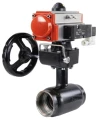Изображение товара Кран шаровой ALSO КШ.М.Р.020.40-01 3/4″ Ду20 Ру40 стандартнопроходной, внутренняя резьба, корпус - сталь 20, уплотнение - PTFE, управление - пневмопривод DN.ru PA-DA-052 с пневмораспределителем DN.ru-4М310-08 24В NAMUR и ручным дублером DN.ru-HDM-1